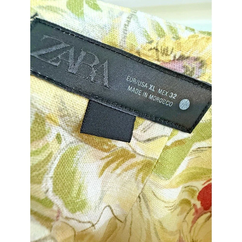 ZARA NWT ZW Collection Linen Print Dress Multicolor Womens $129 MRSP Size XL - Picture 4 of 9